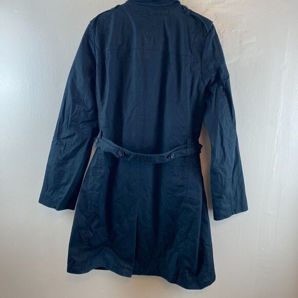 Reiss Double Breasted Trench Coat Classic Preppy Navy Mid-length Cotton Jacket L - Picture 4 of 16